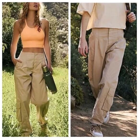 Free People Movement Mesmerize me cargo utility pants in taupe size Large - Picture 1 of 10